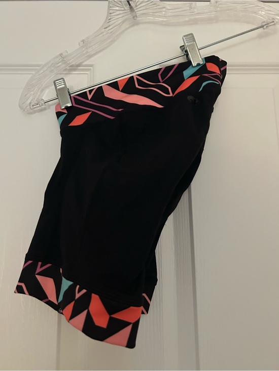 SheBeest Pants - shebeest Black Bike Shorts with Coral, Teal & Pink Geometric Trim